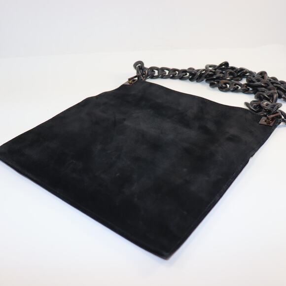 Vintage 2015 Gucci Black Suede Shoulder Bag w/ Wooden Chain Strapr - Picture 2 of 7